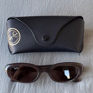 Ray-Ban Brown Oval Sunglasses with Black Case